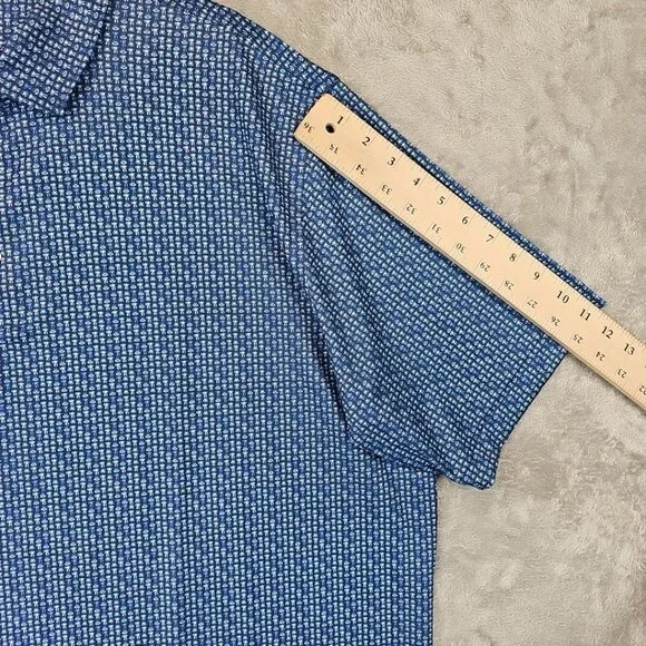 Peter Millar Performance Jersey Polo Mens Size XXL Navy Espresso Italian Print